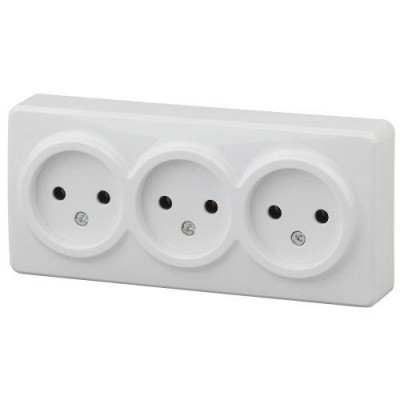 Розетка 3-м ОП Эра Эксперт 11-2207-01 16А IP20 250В 3х2P бел. Эра Б0020697