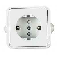 Розетка 1-м AQUA 3113 защ. шторки с заземл. п/герм. бел. ASD / IN HOME 4690612003450