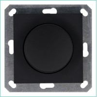 Светорегулятор поворотно-нажимной (диммер) LED 30-400Вт 1gang 2way механизм черн. матов. soft touch Jasmart G4012PB