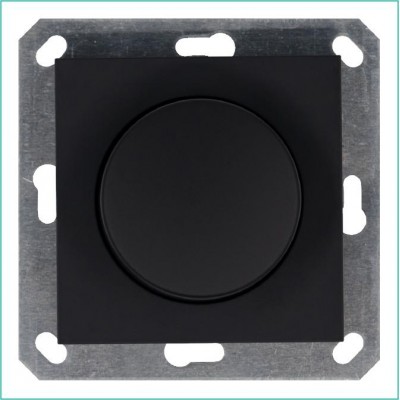 Светорегулятор поворотно-нажимной (диммер) LED 30-400Вт 1gang 2way механизм черн. матов. soft touch Jasmart G4012PB