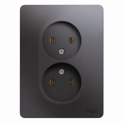 Розетка 2-м СП Glossa 16А IP20 250В без заземл. в сборе графит SE GSL001320 Розетка 2-м СП Glossa 16А IP20 250В без заземл. в сборе графит SE GSL001320