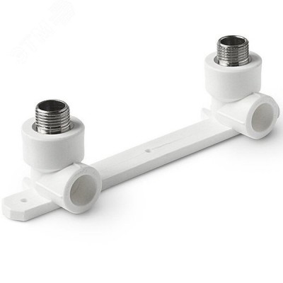 Планка монтажная 20x3/4' НР для смесителя, с водорозетками, полипропиленовая PPR белая