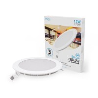 Светильник светодиодный Slim 12Вт 6500К IP20 990лм 220-240В ДВО круг бел. GAUSS 939111312 Светильник светодиодный Slim 12Вт 6500К IP20 990лм 220-240В ДВО круг бел. GAUSS 939111312