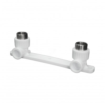 Планка монтажная 25x3/4' НР для смесителя, с водорозетками, полипропиленовая PPR белая