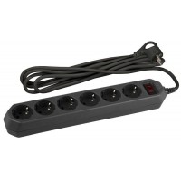 Удлинитель с сетевым фильтром 6х3м с заземл. 10А IP20 USF-6es-3m-B с выкл. с базов. защитой черн. Эра Б0037263 Удлинитель с сетевым фильтром 6х3м с заземл. 10А IP20 USF-6es-3m-B с выкл. с базов. защитой черн. Эра Б0037263