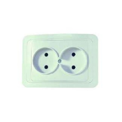 Розетка 2-м СП Mimoza 16А IP20 без заземл. бел./бел. Makel 12017 Розетка 2-м СП Mimoza 16А IP20 без заземл. бел./бел. Makel 12017