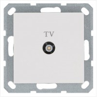 Розетка телевизионная оконечная TV Ф9.5мм механизм бел. глянцевый Jasmart G6001W