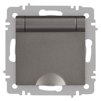 Розетка 1-м СП Accent 6-203-09 16А IP20 250В 2P+E Schuko с крышкой AL/CU титан Intro Б0063471