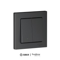 Выключатель 2-кл. AtlasDesign Smart 10А (сх. 5) L+N с подсветкой Zigbee механизм карбон SE ATN001053Z
