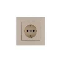 Розетка 1-м Karea RIZZ с заземл. крем Makel 88010028