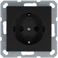 Розетка 1-м Shuko 16А IP20 с заземл. защ. шторки механизм антрацит Jasmart G5501B