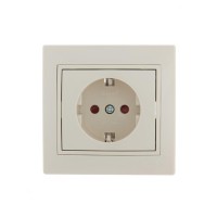 Розетка 1-м СП Mira 16А IP20 с заземл. защ. шторки со вставкой керамика крем. LEZARD 701-0303-124 Розетка 1-м СП Mira 16А IP20 с заземл. защ. шторки со вставкой керамика крем. LEZARD 701-0303-124