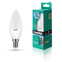 Лампа светодиодная LED8-C35/845/E14 8Вт свеча 4500К бел. E14 750лм 170-265В Camelion 12386 Лампа светодиодная LED8-C35/845/E14 8Вт свеча 4500К бел. E14 750лм 170-265В Camelion 12386