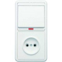Блок БКВР-214 Бэлла (1-кл. выкл. с инд. + розетка) бел. Кунцево 5817