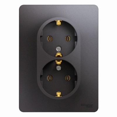 Розетка 2-м СП Glossa 16А IP20 250В с заземл. в сборе графит SE GSL001324 Розетка 2-м СП Glossa 16А IP20 250В с заземл. в сборе графит SE GSL001324