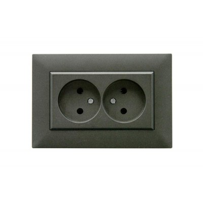 Розетка 2-я Karea RIZZ STAR без заземл. дым. металлик Makel 88050017