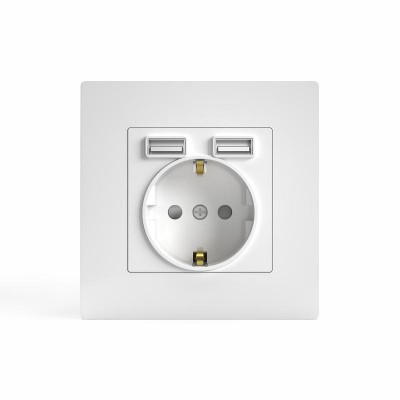 Розетка 1-м СП Pixel IP20 с заземл. с 2-мя заряд. устр. USB тип A+A механизм бел. TOKOV ELECTRIC TKE-PX-R1U2A-C01