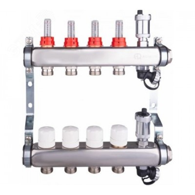 Группа коллекторная со встроенными расходомерами в сборе 1'x4 выхода евроконус 3/4' из нержавеющей стали