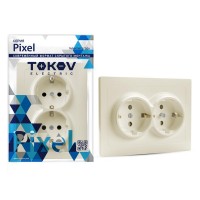 Розетка 2-м СП Pixel 16А IP20 с заземл. защ. шторки в сборе беж. TOKOV ELECTRIC TKE-PX-R2FZSF-C02 Розетка 2-м СП Pixel 16А IP20 с заземл. защ. шторки в сборе беж. TOKOV ELECTRIC TKE-PX-R2FZSF-C02