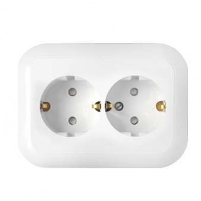 Розетка 2-м СП 16А IP20 с заземл. защ. шторки бел. Bylectrica РС16-357 Розетка 2-м СП 16А IP20 с заземл. защ. шторки бел. Bylectrica РС16-357