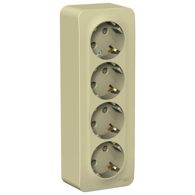 Розетка 4-м ОП Blanca 16А IP20 250В с заземл. защ. шторки с изолир. пластиной беж. SE BLNRA011417 Розетка 4-м ОП Blanca 16А IP20 250В с заземл. защ. шторки с изолир. пластиной беж. SE BLNRA011417