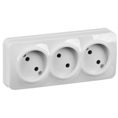 Розетка 3-м ОП GLORY РС23-2-ХБ 10А без заземл. бел. IEK ERH30-K01-10 Розетка 3-м ОП GLORY РС23-2-ХБ 10А без заземл. бел. IEK ERH30-K01-10