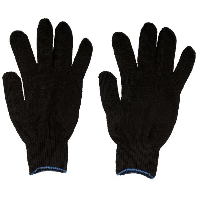 Перчатки вязаные упрочненные (5 нитей) х/б черн. 12496