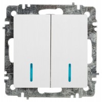 Выключатель 2-кл. СП Accent 6-105-01 10А IP20 250В с подсветкой AL/CU бел. Intro Б0063505 Выключатель 2-кл. СП Accent 6-105-01 10А IP20 250В с подсветкой AL/CU бел. Intro Б0063505