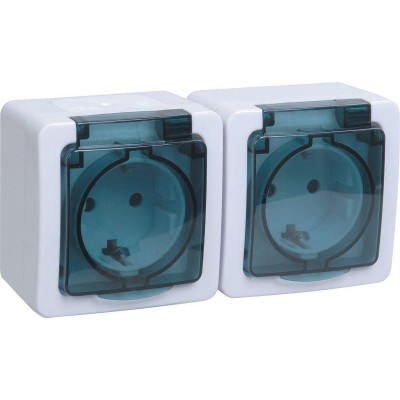 Розетка 2-м ОП Гермес Plus РСб22-3-ГПБд 16А IP54 с заземл. с дым. крышкой бел. IEK ERMP22-K03-16-54-EC Розетка 2-м ОП Гермес Plus РСб22-3-ГПБд 16А IP54 с заземл. с дым. крышкой бел. IEK ERMP22-K03-16-54-EC