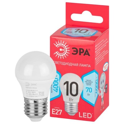 Лампа светодиодная RED LINE LED P45-10W-840-E27 R 10Вт P45 шар 4000К нейтр. бел. E27 Эра Б0050234 Лампа светодиодная RED LINE LED P45-10W-840-E27 R 10Вт P45 шар 4000К нейтр. бел. E27 Эра Б0050234