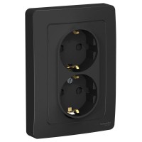 Розетка 2-м СП Blanca 16А IP20 250В с заземл. защ. шторки антрацит SE BLNRS001126 Розетка 2-м СП Blanca 16А IP20 250В с заземл. защ. шторки антрацит SE BLNRS001126