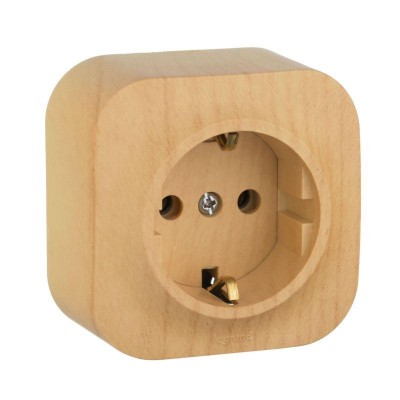 Розетка 1-м ОП Quteo 16А IP20 2P+E с заземл. без защ. шторок дерево IEK 782271 Розетка 1-м ОП Quteo 16А IP20 2P+E с заземл. без защ. шторок дерево IEK 782271