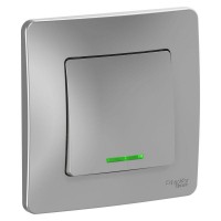 Выключатель 1-кл. СП Blanca 10А IP20 (сх. 1) 250В с подсветкой алюм. SE BLNVS010113 Выключатель 1-кл. СП Blanca 10А IP20 (сх. 1) 250В с подсветкой алюм. SE BLNVS010113