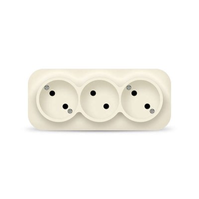 Розетка 3-м ОП 10А IP20 без заземл. сл. кость IONICH 1450 Розетка 3-м ОП 10А IP20 без заземл. сл. кость IONICH 1450