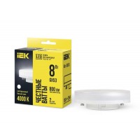 Лампа светодиодная 8Вт T75 таблетка 4000К нейтр. бел. GX53 230В IEK LLE-T80-8-230-40-GX53