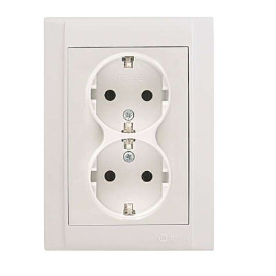 Розетка 2-м СП Defne 16А IP20 с заземл. бел. Makel 42001057 Розетка 2-м СП Defne 16А IP20 с заземл. бел. Makel 42001057