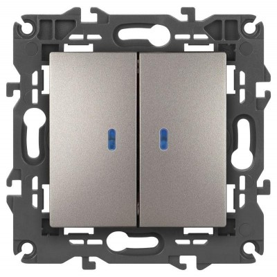 Выключатель 2-кл. Elegance 14-1105-16 250В 10АХ с подсветкой титан Эра Б0065789