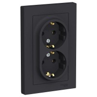 Розетка 2-м СП AtlasDesign 16А IP20 с заземл. в сборе карбон SE ATN001024 Розетка 2-м СП AtlasDesign 16А IP20 с заземл. в сборе карбон SE ATN001024