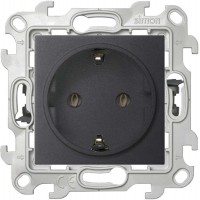 Розетка 1-м СП Simon 24 16А IP20 2P+E Push&Go без защ. шторок механизм графит Simon 2420434-038
