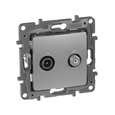 Розетка телевизионная TV/SAT СП Etika двухкабельная механизм алюм. IEK 672457 Розетка телевизионная TV/SAT СП Etika двухкабельная механизм алюм. IEK 672457