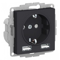 Розетка 1-м СП AtlasDesign 16А IP20 с 2-мя заряд. устройствами USB тип A+A 5В/2.4А 2х5В/1.2А механизм карбон SE ATN001030 Розетка 1-м СП AtlasDesign 16А IP20 с 2-мя заряд. устройствами USB тип A+A 5В/2.4А 2х5В/1.2А механизм карбон SE ATN001030