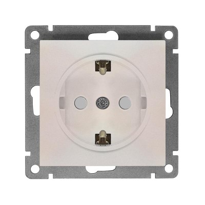 Розетка 1-м СП Афина 16А IP20 с заземл. защ. шторки механизм жемчуж. Universal A0049-OBr