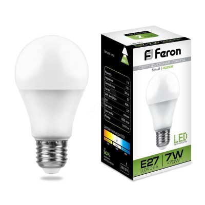 Лампа светодиодная LED 7вт Е27 белая