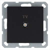Розетка телевизионная оконечная TV Ф9.5мм механизм черн. матов. soft touch Jasmart G6001PB