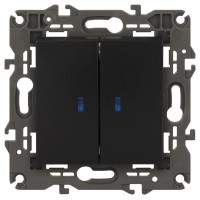 Выключатель 2-кл. СП Elegance 14-1105-05 10А IP20 250В 10AX с подсветкой механизм антрацит Эра Б0034241