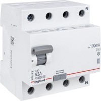 Выключатель дифференциального тока (УЗО) 4п 63А 100мА тип AC RX3 ИЭК Leg 402068 Выключатель дифференциального тока (УЗО) 4п 63А 100мА тип AC RX3 ИЭК Leg 402068