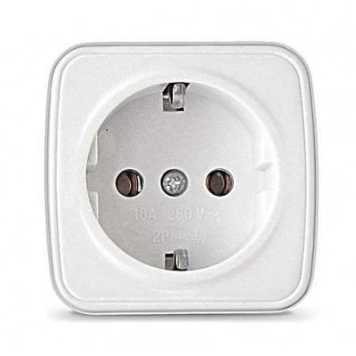 Розетка 1-м ОП Электра 16А IP20 с заземл. бел. Союз 0012 Розетка 1-м ОП Электра 16А IP20 с заземл. бел. Союз 0012