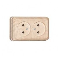 Розетка 2-м ОП Олимп 16А без заземл. сосна UNIVersal 5560858