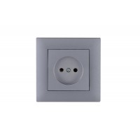 Розетка 1-м Kare RIZZ STAR без заземл. сер. Makel 88065022 Розетка 1-м Kare RIZZ STAR без заземл. сер. Makel 88065022