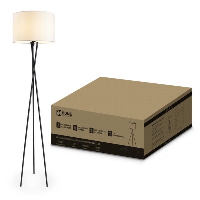 Светильник ТНО 04-Е27-NB 230В торшер напольн. под лампу беж. абажур/черн. тренога IN HOME 4690612059556